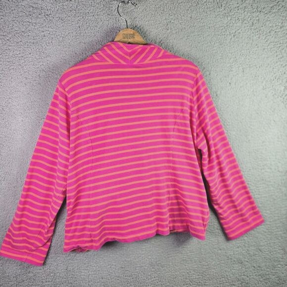 Twiggy London Pink Orange Striped Moto Jacket 3X Deep Pockets Asymmetric Zipper - Picture 3 of 16